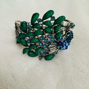 Elegant Green and Blue Peacock Bracelet